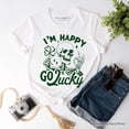 thumbnail image 1 of Happy Go Lucky Clover Skeleton St Patrick&rsquo;s Day T-Shirt, Green Shamrock Vintage Tee, 1 of 6
