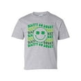thumbnail image 1 of Happy Go Lucky Youth Kids St. Patricks Day Lucky Smile Face Shamrock Short Sleeve T-shirt Graphic Tee-Sports Grey-xl, 1 of 4