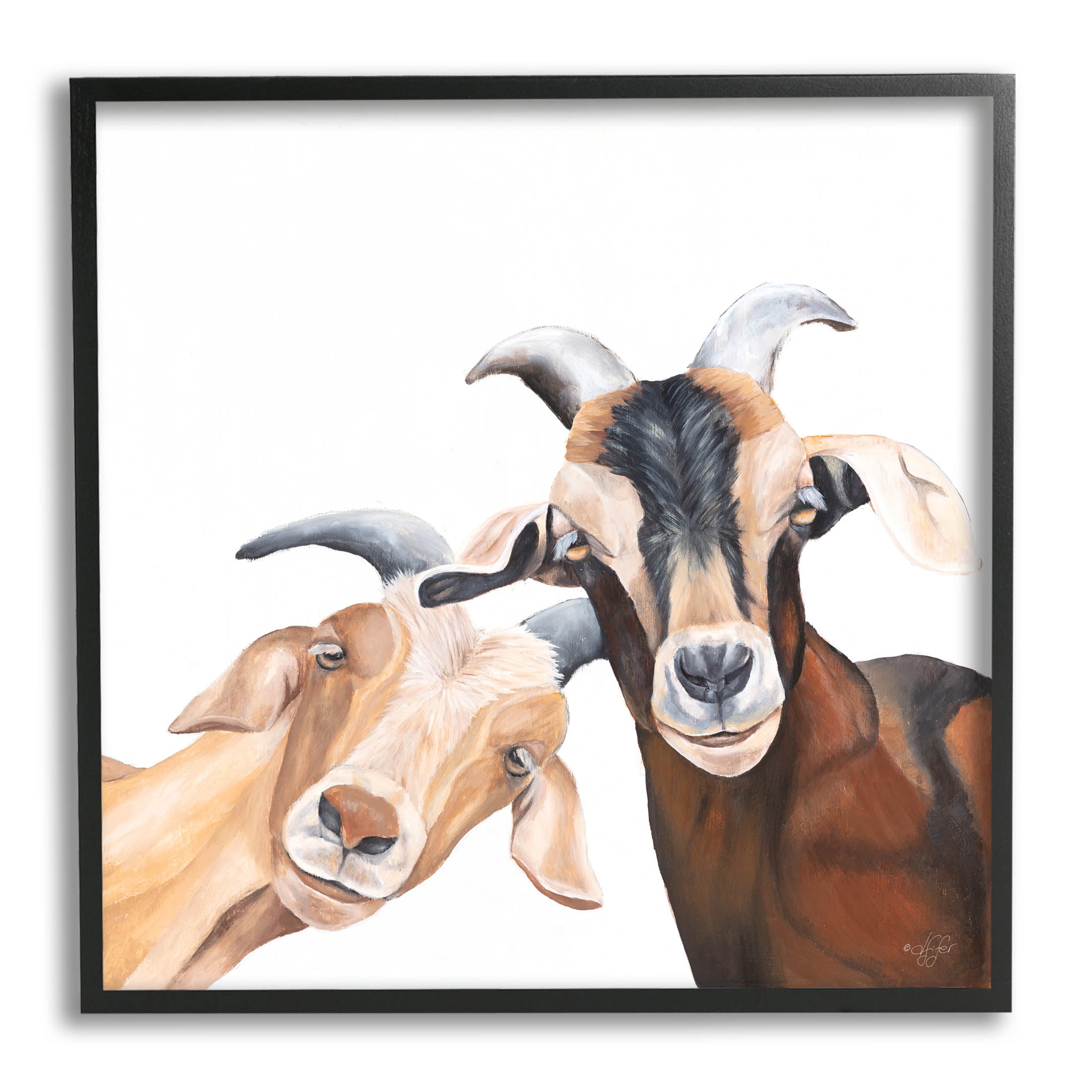 Happy Goat Smiling Animals Animals & Insects Graphic Art Black Framed Art Print Wall Art