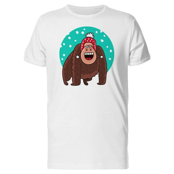 Happy Gorilla With A Red Beanie T-Shirt Men -Image by Shutterstock, Male 4X-Large