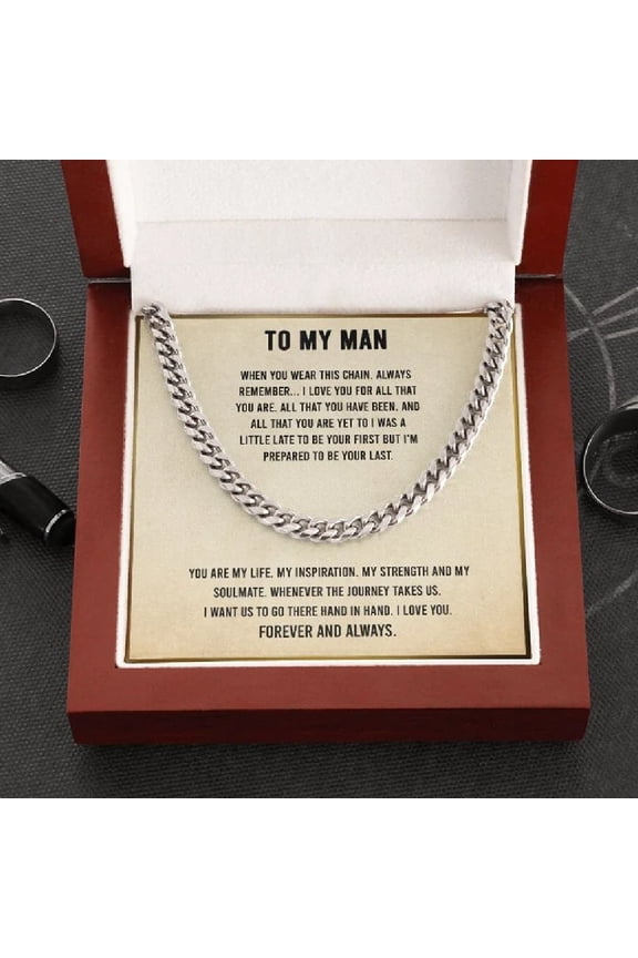 Happy Graduation To My Man Promise Necklace, Cuban Chain for Him, Romantic birthday gifts for him, Best Jewelry for men, To my boyfriend, Anniversary Jewelry