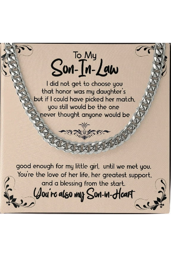 Happy Graduation Son In Law Cuban Chain Necklace, Gift For Him, Men's Chain Necklace, Future Son In Law Birthday Gift on Wedding Day, Sentimental Son Gifts