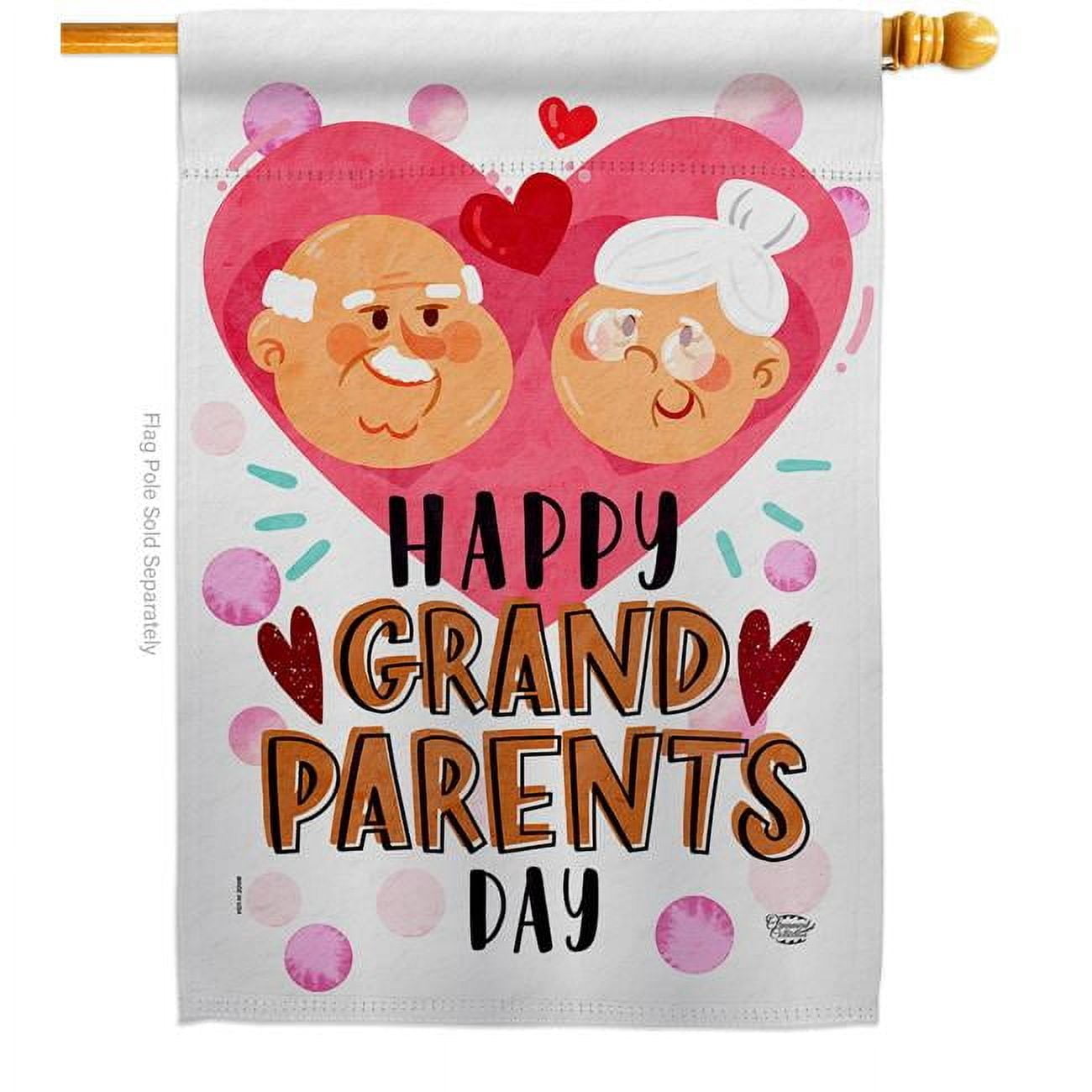 Happy Grandparents Day Family Grandparent 28 x 40 in. Double-Sided Decorative Vertical House Flags for Decoration Banner Garden Yard Gift