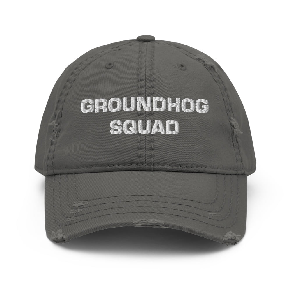 Happy Groundhog Day 2025 Embroidered Distressed Dad Hat, Groundhog