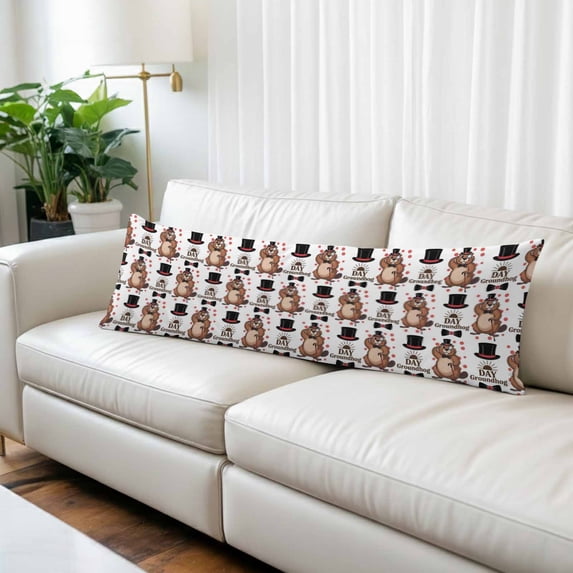 Happy Groundhog Day Body Pillow Covers 20"x54", Vintage Cartoon Black Hat Groundhog Soft Brushed Microfiber Breathable Throw Pillow Covers, Pillowcase with Zipper for Couch Sofa Bedroom Living Room