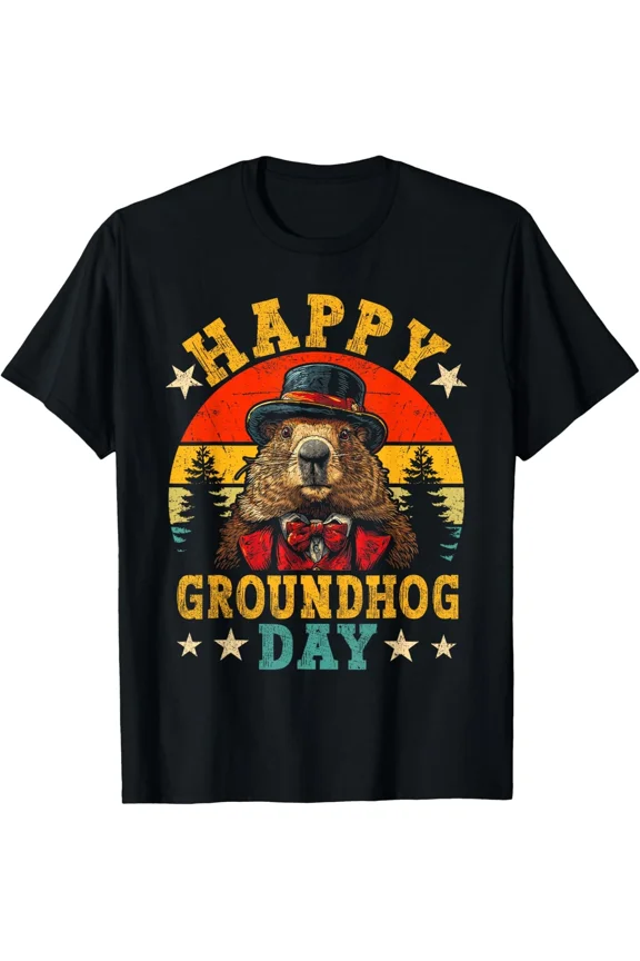 Happy Groundhog Day Ground Hog Animal Lover Holiday Nature Graphic Art Unisex T-Shirt ,up to size 5XL