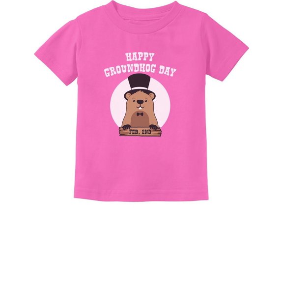 Happy Groundhog Day Kids Shirt Woodchuck Toddler Infant Kids T-Shirt 3T Pink