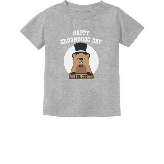 Happy Groundhog Day Kids Shirt Woodchuck Toddler Infant Kids T-Shirt 4T Gray