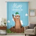 thumbnail image 1 of Happy Groundhog Day Sheer Curtains 108" Extra Long, Cartoon Ground Hog Hole Blue Sky Country Light Filering Curtains, Privacy Drapes Simi Floor to Veiling Curtain for Living Room Window Treatment, 1 of 9