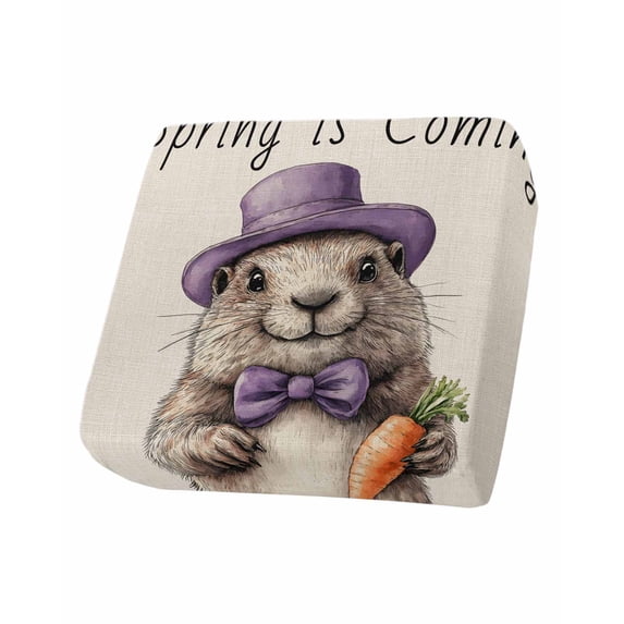 Happy Groundhog Day Sofa Couch Cushion Covers Washable, Removable Stretchable Sectional Couch Covers, Spring Carrot Funny Cute Animals Slipcovers for L & T Shape Sofa Furniture Protector S Size 1 pc