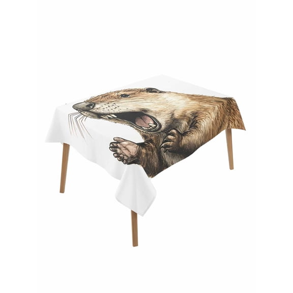 Happy Groundhog Day Table Cloth, Waterproof Tablecloth for Rectangle Tables, February Spring Party Cute Animals Reusable Washable Fabric Table Cover for Restaurant Kitchen Dining Tables 60"x102"