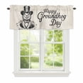 thumbnail image 1 of Happy Groundhog Day Window Valance for Kitchen, Hand-Painting Black White Groundhog Linen Texture Rod Pocket Short Curtain for Small Windows, Light Filtering Decorative Valance, 56 x 16 Inch, 1 of 9