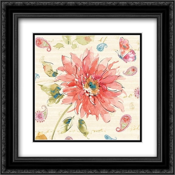 Happy Gypsy II 2x Matted 20x20 Black Ornate Framed Art Print by Pela