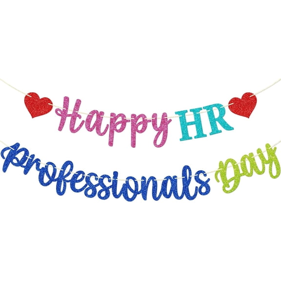 Happy HR Professionals Day Banner, Human Resource Professional Day Decor, Pre-strung HR Day Party Decorations
