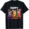 thumbnail image 1 of Happy HalloThanksMas Halloween Thanksgiving Christmas T-Shirt, 1 of 4