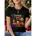 thumbnail image 1 of Happy Hallothanksmas Dogs Halloween Thanksgiving Christmas T-Shirt, Graphic Tees Women, 1 of 7