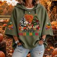 thumbnail image 1 of Happy Hallothanksmas Fall Shirts for Women 3/4 Sleeve Hooded Halloween Sweatshirt Loose Fit Casual Thanksgiving Christmas Graphic Hoodies, 1 of 4