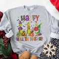 Happy Hallothanksmas Grin Sweater. Halloween Thanksgiving Christmas
