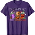thumbnail image 1 of Happy Hallothanksmas Halloween Thanksgiving Christmas DTG Print Unisex T-Shirt,Purple Color,Size 3T, 1 of 5