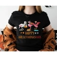 thumbnail image 1 of Happy Hallothanksmas Holiday Graphic Tee T Shirt Top Short Sleeve Round Neck Comfortable Black S-5XL, 1 of 5