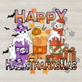 thumbnail image 1 of Happy Hallothanksmas Shower Curtain Drinks Halloween Thanksgiving Christmas Bathroom Decor Accessories Farmhouse Rustic Wood Holiday Decor Fabric Machine Washable with Hooks 72"x72", 1 of 1