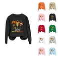 thumbnail image 1 of Happy Hallothanksmas Sweatshirts for Women Crewneck Funny Halloween Thanksgiving Christmas Sweatshirt Pullover Tops, 1 of 5