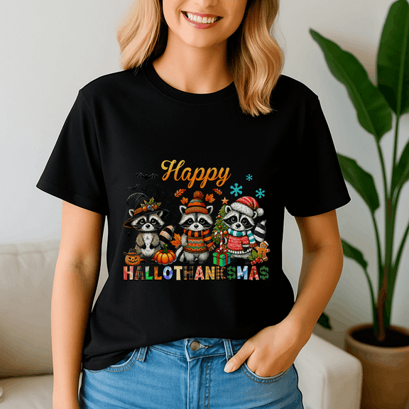 Happy Hallothanksmas Tshirt, Halloween Thanksgiving Christmas Shirt, Holiday Season Tee, Turkey Gift, Vintage Ghost ,Merry Christmas