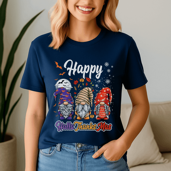 Happy Hallothanksmas Tshirt, Halloween Thanksgiving Christmas Shirt, Holiday Season Tee, Turkey Gift, Vintage Ghost ,Merry Christmas