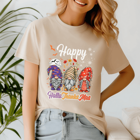 Happy Hallothanksmas Tshirt, Halloween Thanksgiving Christmas Shirt, Holiday Season Tee, Turkey Gift, Vintage Ghost ,Merry Christmas