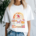 thumbnail image 1 of Happy Hallothanksmas Tshirt, Halloween Thanksgiving Christmas Shirt, Holiday Season Tee, Turkey Gift, Vintage Ghost ,Merry Christmas, 1 of 5