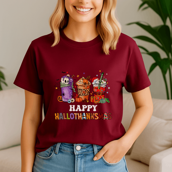 Happy Hallothanksmas Tshirt, Halloween Thanksgiving Christmas Shirt, Holiday Season Tee, Turkey Gift, Vintage Ghost ,Merry Christmas