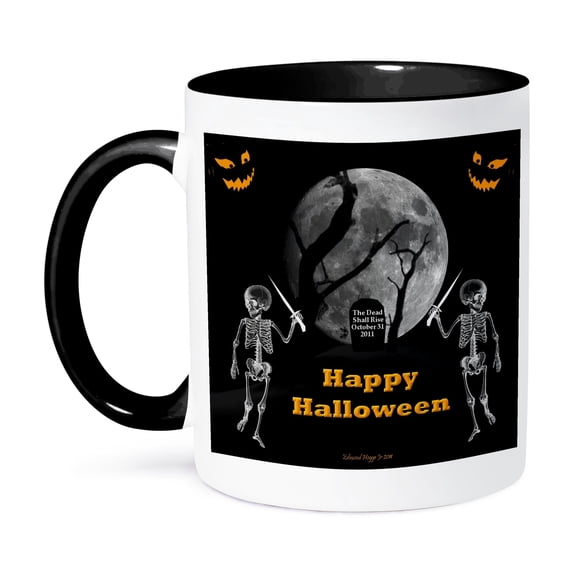 3dRose, Happy Halloween, 15oz Two-Tone Black Mug