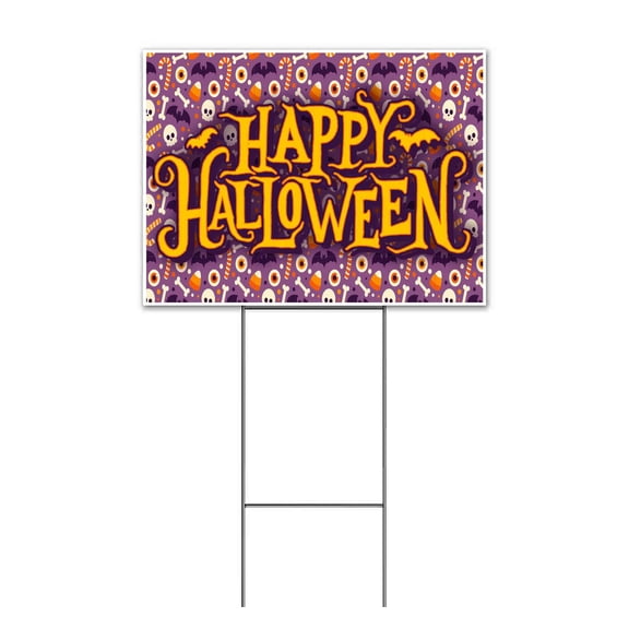Happy Halloween (18" x 24") Yard Sign, Includes Metal Step Stake