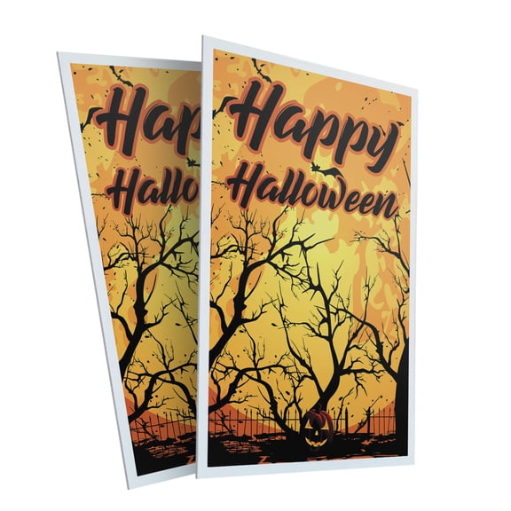 Happy Halloween (2-Pack) 24 Inch x 36 Inch Plastic Signs | Sign Insert 4mm Corrugated Plastic Signs Storefront Window Poster | Seasonal Decor, Festive Signage, Durable Material | Made