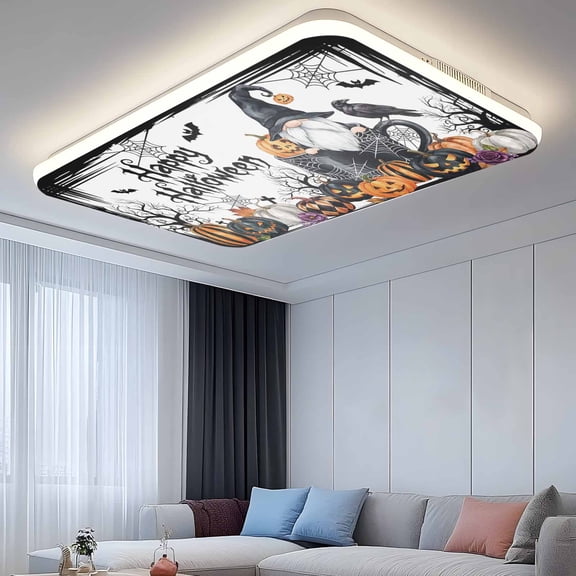 Happy Halloween 2 Pcs Fluorescent Light Covers 4 x 2 Feet, Black Cobweb Witch Gnomes Spooky Pumpkin Covers for Ceiling Lights Magnetic Light Cloth Filter for Classroom Office Home
