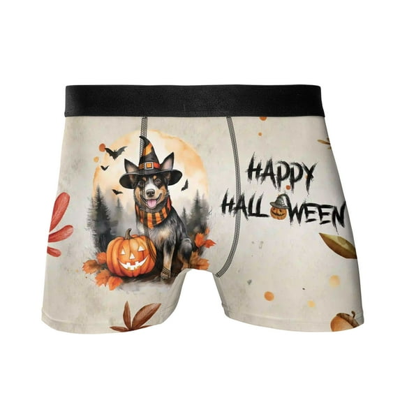 Happy Halloween Australian Cattle Dog Witches Hat Pumpkin Carving All Over Print Boxer Briefs Underwear for Men Dad Heeler Lover Gifts - 02019