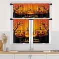 thumbnail image 1 of Happy Halloween Autumn Pumpkin Kitchen Curtains Funny Spooky Orange Window Curtains Valance and Tier Set 36 Inch Rod Pocket Short Tier Curtain for Room, Cafe Kitchen Decor, 1 of 6