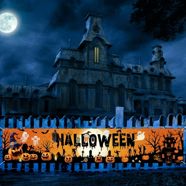 Happy Halloween Banner Large Fabric Halloween Trick or Treat Yard Sign