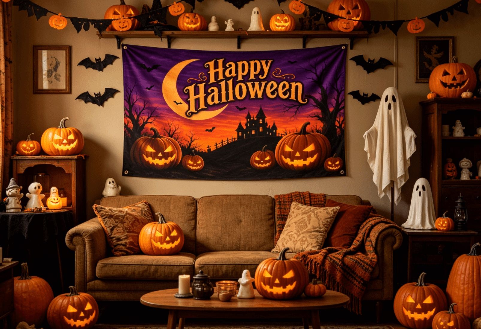 Happy Halloween Banner XtraLarge 71in 45in Pumpkin Backdrop For Happy Halloween Banner XtraLarge 71in 45in Pumpkin Backdrop For