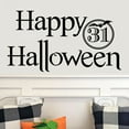 thumbnail image 1 of Happy Halloween with Bat Circle October 31 Vinyl Lettering Wall Decal Sticker Halloween Bats Stickers Tombstone Decals - Size: 16.5"H x 30"L - Color: Black, 1 of 6