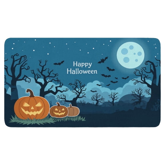 Happy Halloween Bat Door Mat,Non-Slip Doormat Mat 17x30 Inch Pumpkin Skull Bat Spider Switch Rug for Outdoor Entrance Entry Entryway