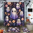 thumbnail image 1 of Happy Halloween Bathroom Set with Shower Curtain sets and Rugs Accessories, Cute Ghost Fall Shower Curtain, Pumpkin Treat or Trick Creepy Bathroom Decor 4 Pcs, 1 of 8