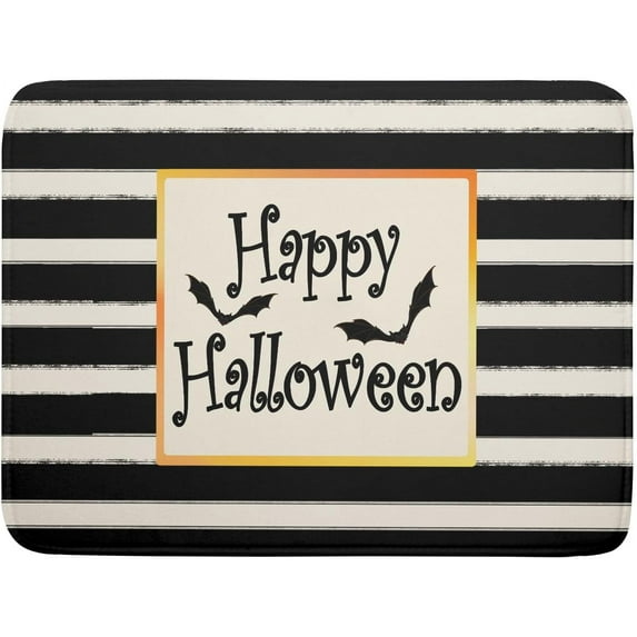 Happy Halloween Bats Dish Drying Mat for Kitchen Counter,Black and White Stripe Drying Mat 18 x 24 Inch with High Absorbent Microfiber Dish Drying Pad Dish Rack Pad Drainer Mat for Coffee Bar