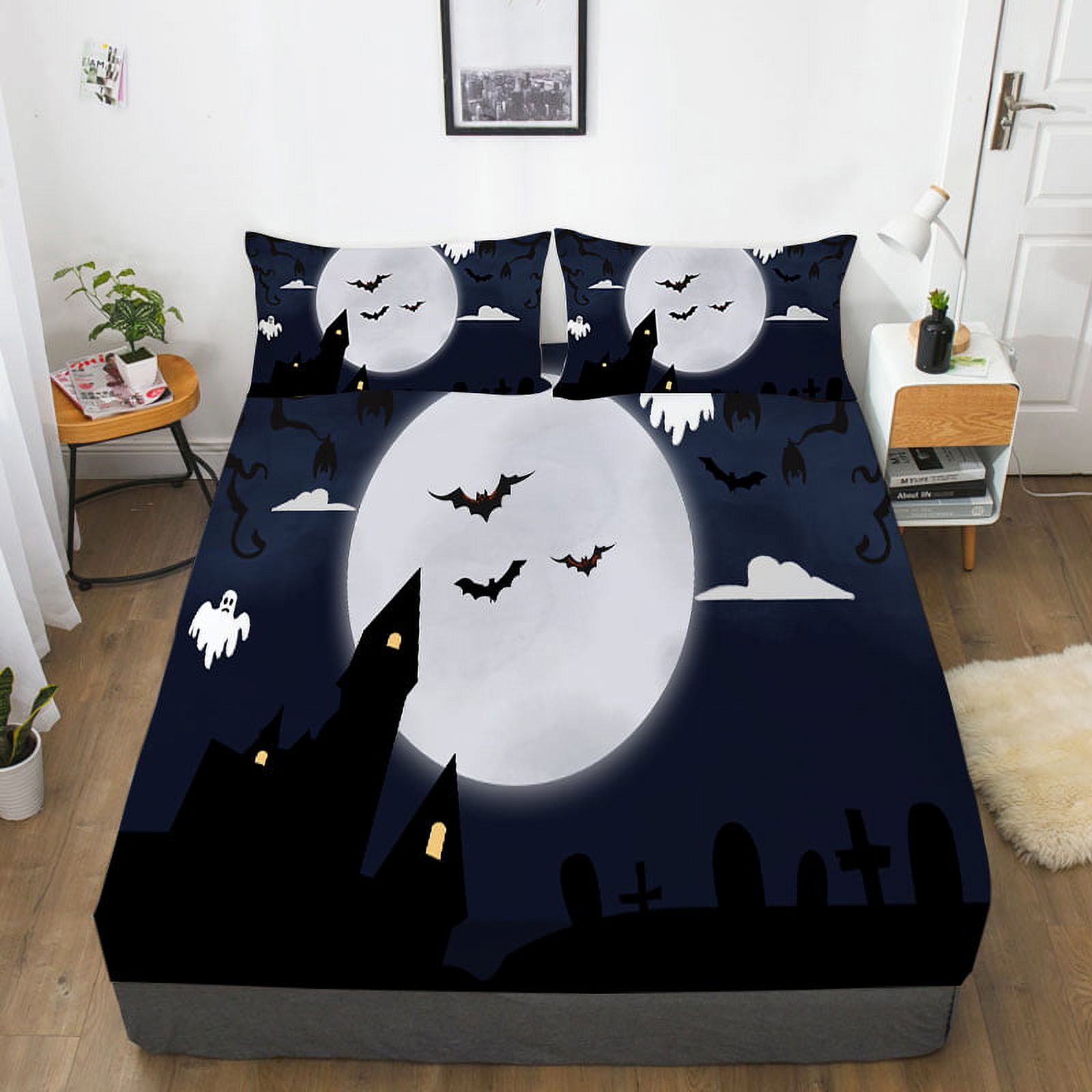 Happy Halloween Bed Sheets Fitted Sheets Luxury Festival Gift For