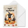 thumbnail image 1 of Happy Halloween Belgian Malinois Witches Hat Pumpkin Carving 5x7in Folded Greeting Card Sheepdog Dog Lover Gifts Single Note Card with Envelope - 02019, 1 of 5