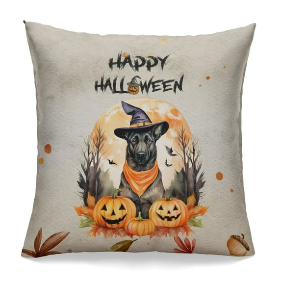 Happy Halloween Belgian Malinois Witches Hat Pumpkin Carving Pillowcase Double Sided Sheepdog Dog Lover Gifts Pillow Case Covers - 02019