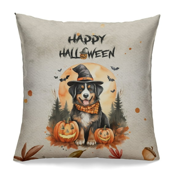 Happy Halloween Bernese Mountain Dog Witches Hat Pumpkin Carving Pillowcase Double Sided Berner Lover Gifts Pillow Case Covers - 02019