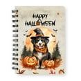 thumbnail image 1 of Happy Halloween Bernese Mountain Dog Witches Hat Pumpkin Carving Spiral Bound Journal Berner Lover Gifts 5x7in Spiral Notebook - 02019, 1 of 5