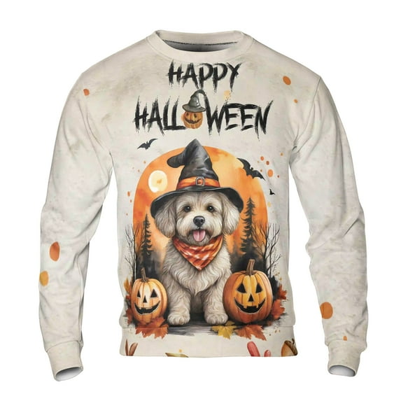 Happy Halloween Bichon Frise Witches Hat Pumpkin Carving All Over Print 3D Sweatshirt Unisex Merch Bichons Dog Lovers Gifts Idea - 02019