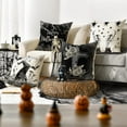thumbnail image 1 of Happy Halloween Black and White Pillow Covers Set of 4 Fall Pumpkin Witch Hat Shoes Skull Floral Print Scary October Throw Pillow Cases Moon Night Bat Crow Spider Web Cushion Cover 18”x18”, 1 of 6
